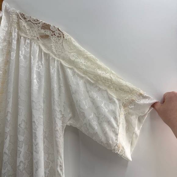 Christian Dior Vintage Ethereal Lace Trimmed Floral Printed Made USA Robe Small - Picture 4 of 15